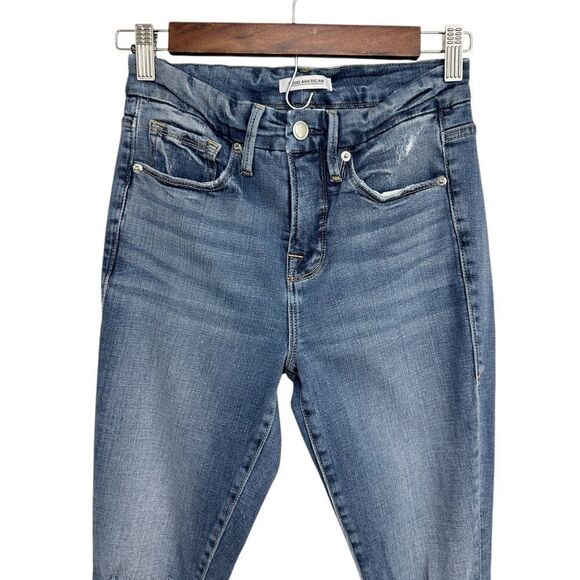 Good American Jeans Good Legs Crop Distressed Skinny Jeans Size 0/25 - Picture 8 of 13